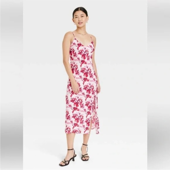 a new day Dresses & Skirts - A new day. Floral Pink and White Midi Dress